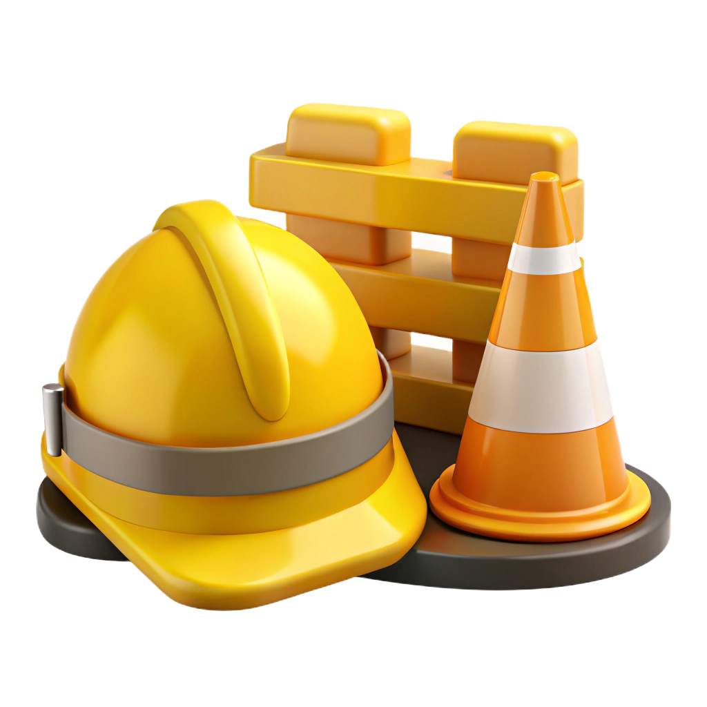 Construction cone and hard hat